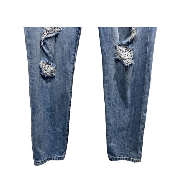 Rewash Jeans Sz 11 High rise Mom 90s Style Cuffed Ripped Light Blue Ankle Crop - Picture 7 of 12